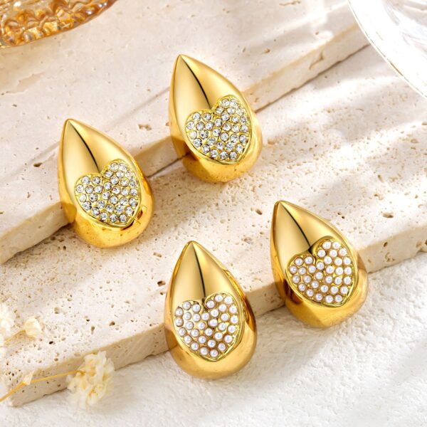 18K Gold Stainless Steel Simple Geometric Water Drop Ear Studs - Image 2