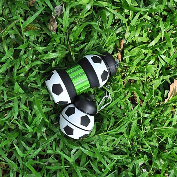 Football Soccer Silicone Water Bottle with Straw Foldable Collapsible Travel Non-toxic Bottles Innovating Camping - Image 2