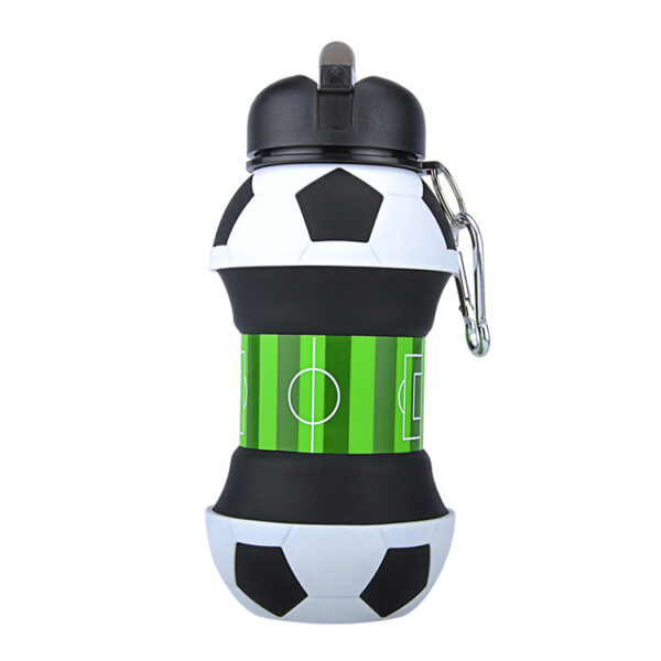 Football Soccer Silicone Water Bottle with Straw Foldable Collapsible Travel Non-toxic Bottles Innovating Camping - Image 3