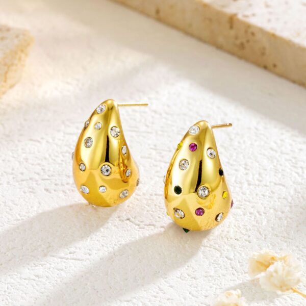 Stainless Steel Furnace Vacuum Vapor Plating Hollow Three-dimensional Water Drop Ear Studs - Image 4