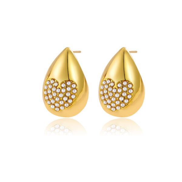 18K Gold Stainless Steel Simple Geometric Water Drop Ear Studs - Image 3