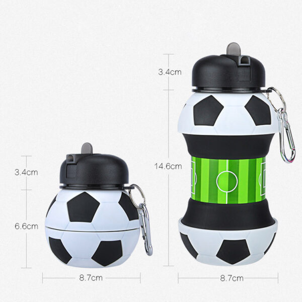 Football Soccer Silicone Water Bottle with Straw Foldable Collapsible Travel Non-toxic Bottles Innovating Camping - Image 7