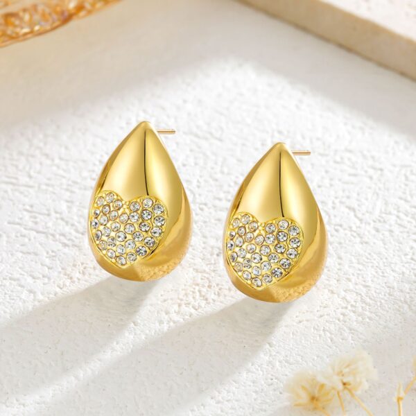 18K Gold Stainless Steel Simple Geometric Water Drop Ear Studs - Image 5