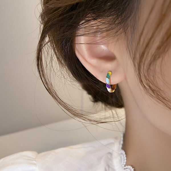 Ins Special-interest Design Small Diameter Dripping Color Ear Ring Simple - Image 2