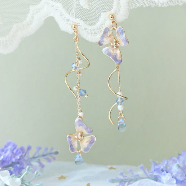 Cherry Blossom Girl Heart Asymmetry Super Fairy Slimming Sweet Earrings - Image 4