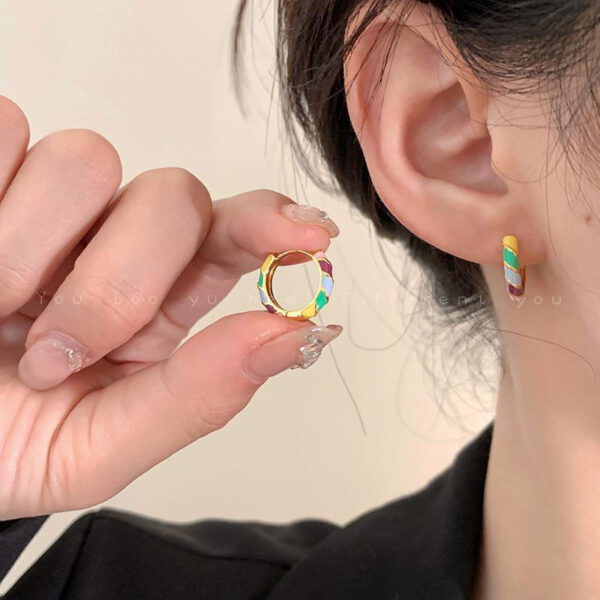 Ins Special-interest Design Small Diameter Dripping Color Ear Ring Simple - Image 4