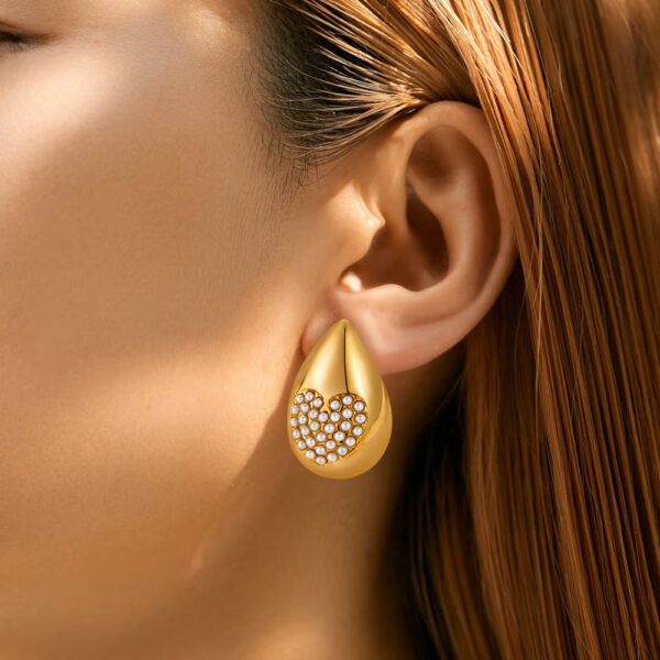 18K Gold Stainless Steel Simple Geometric Water Drop Ear Studs