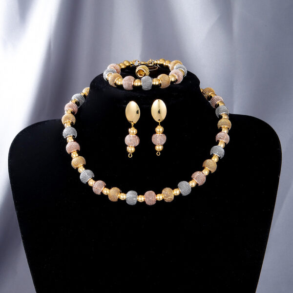 5Pcs Fashionable Metallic Beaded Necklaces Two Color Gold Bead Earrings Bracelets Suitable For Daily Wear Holiday Jewelry Gifts - Image 4