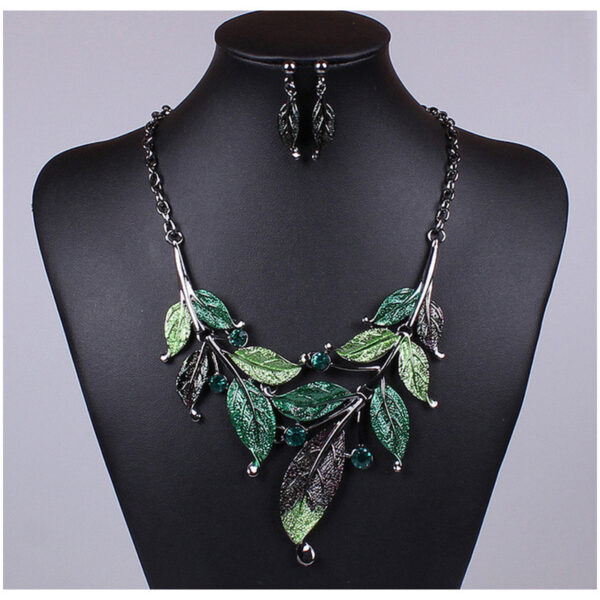 Europe and the United States big jewelry sets, color leaves, short clavicle necklace, bridal dress, female fashion accessories wholesale - Image 3