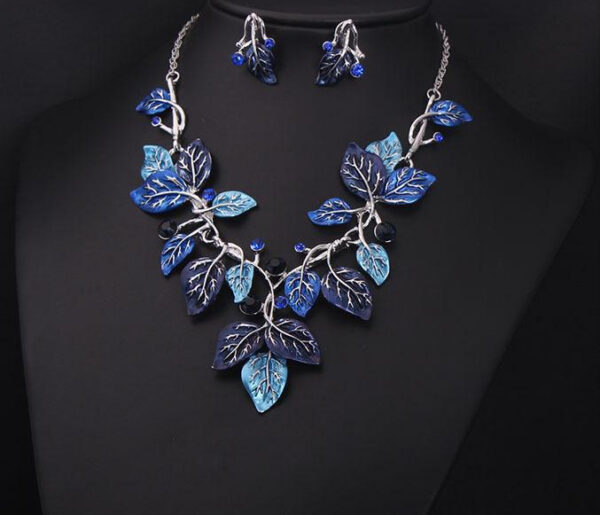 Europe and the United States big jewelry sets, color leaves, short clavicle necklace, bridal dress, female fashion accessories wholesale - Image 5