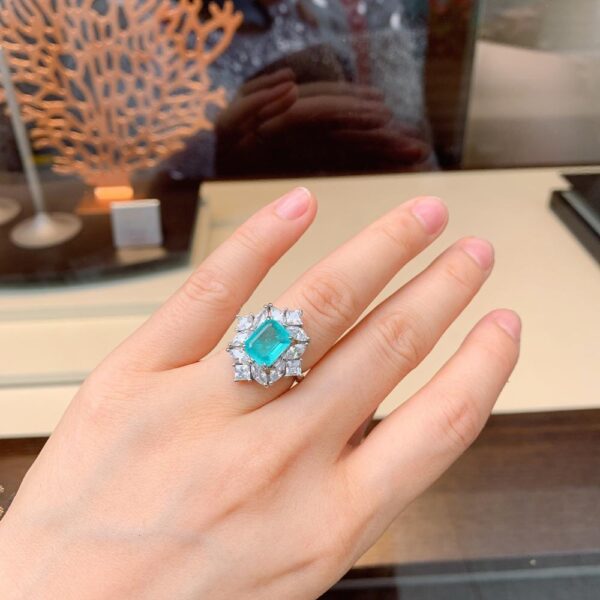 Fashion And Fashion Simulation Paraiba Ring Emerald Ring - Image 3