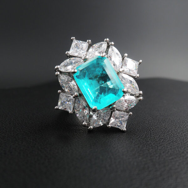 Fashion And Fashion Simulation Paraiba Ring Emerald Ring - Image 4