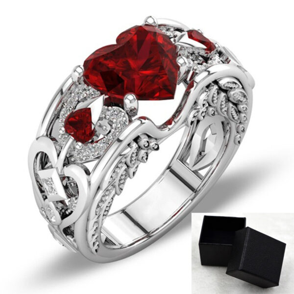 Princess Ring Heart-shaped Ruby Engagement Ring - Image 2