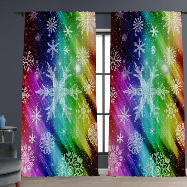 2PCs Christmas Curtain 3D Digital Printing Flower Type - Image 2