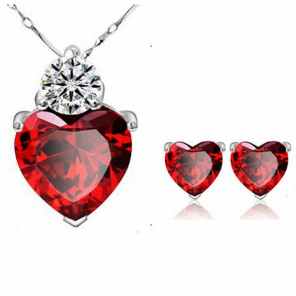 Red peach Earring Necklace bride jewelry set Taobao supply