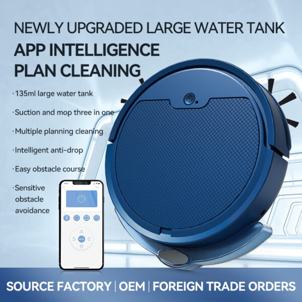 Intelligent Sweeping Robot Large Water Tank Mobile App Remote Control Planning And Cleaning Line Low Noise 2000 Pa Large Suction - Image 5