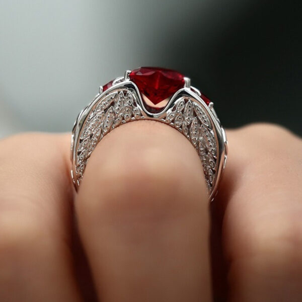 Princess Ring Heart-shaped Ruby Engagement Ring - Image 7