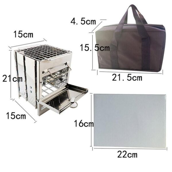 Mini Outdoor Firewood Stove Camping Cooking Picnic Grill Folding Stove Square Wood Steel Travel Charcoal - Image 6