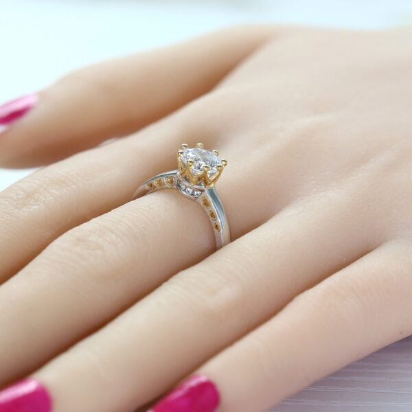 Ring Color Separation Crown Zircon Heart Shape - Image 3