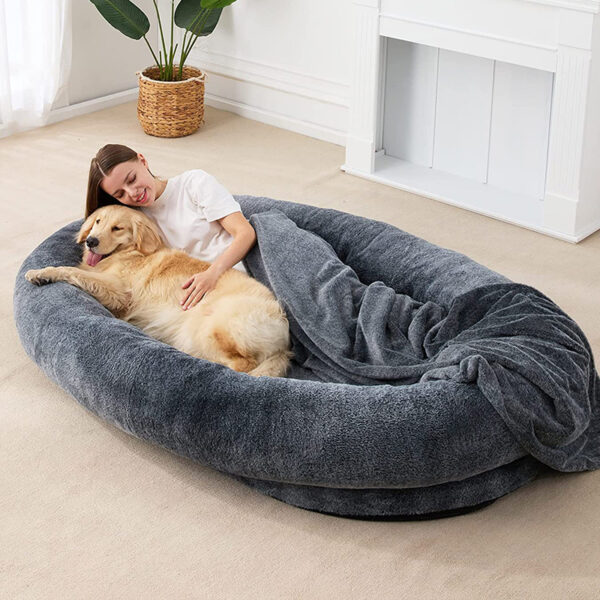 Large Human Short Plush Dog Bed - Image 4