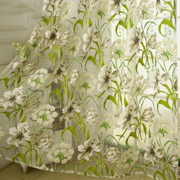 White Striped Yarn Translucent Curtain For Bedroom - Image 5