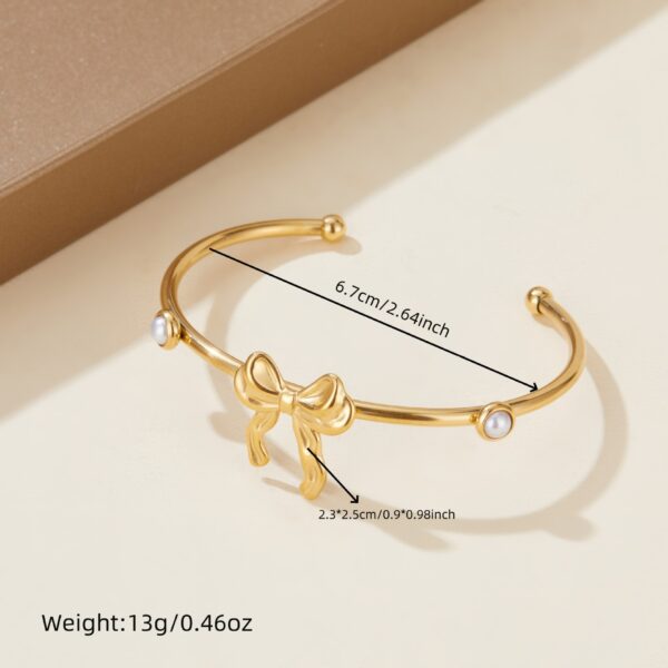 Stylish Opening Bracelet Women's Pearl Bow - Image 5