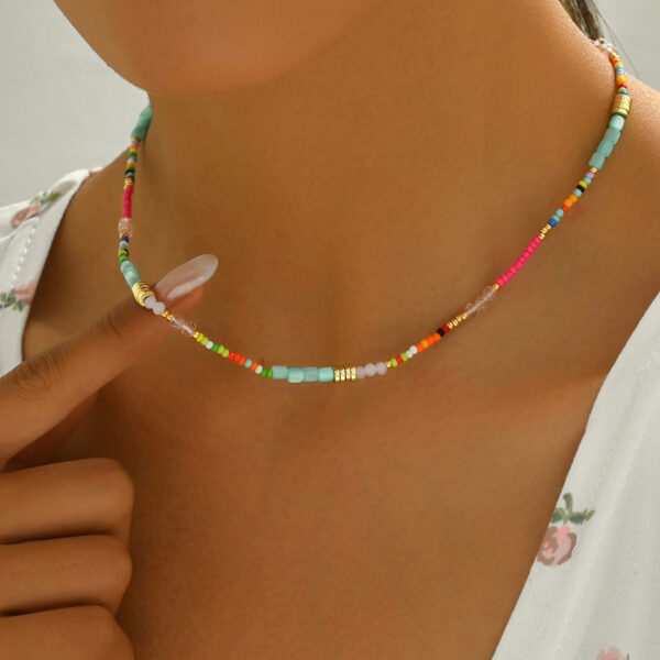 Personalized Bohemian Creative Design String Colorful Crystal Beads Long Necklace - Image 4