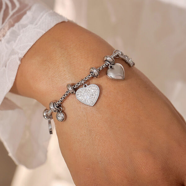 Graceful Personality Heart Shape With Diamond Bracelet Titanium Steel - Image 5