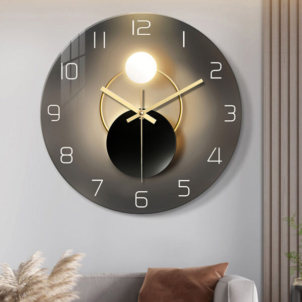 Tempered Glass Wall Clock Mute Living Room Clock Wall-mounted Decorative Clock - Image 4