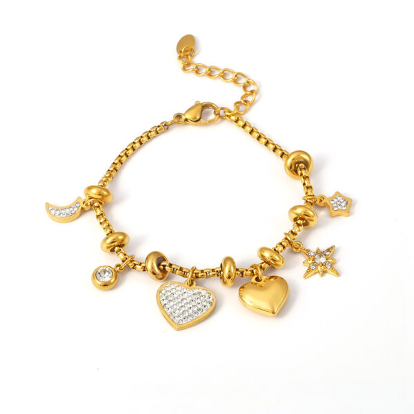 Graceful Personality Heart Shape With Diamond Bracelet Titanium Steel - Image 3