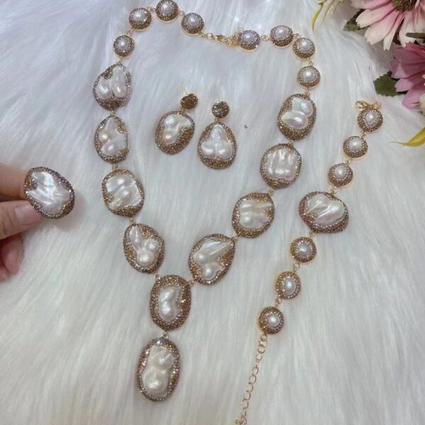 Pearl Necklace Ring Suit Bride Ornament