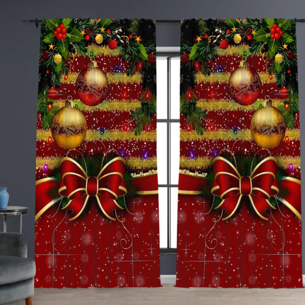 2PCs Christmas Curtain 3D Digital Printing Flower Type - Image 9