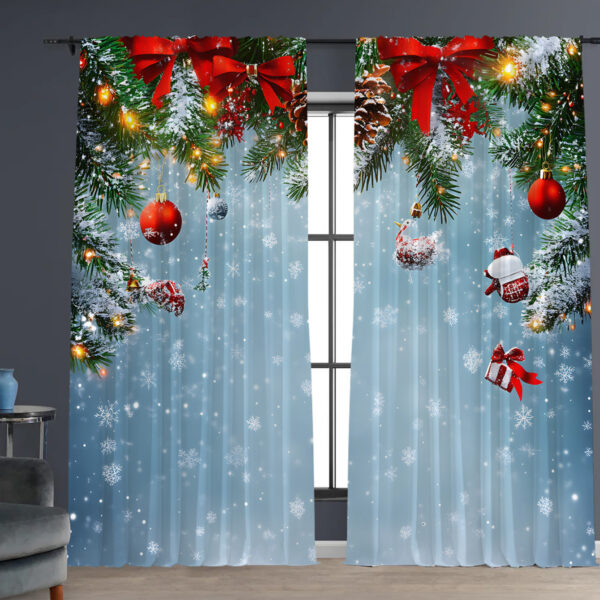 2PCs Christmas Curtain 3D Digital Printing Flower Type - Image 10