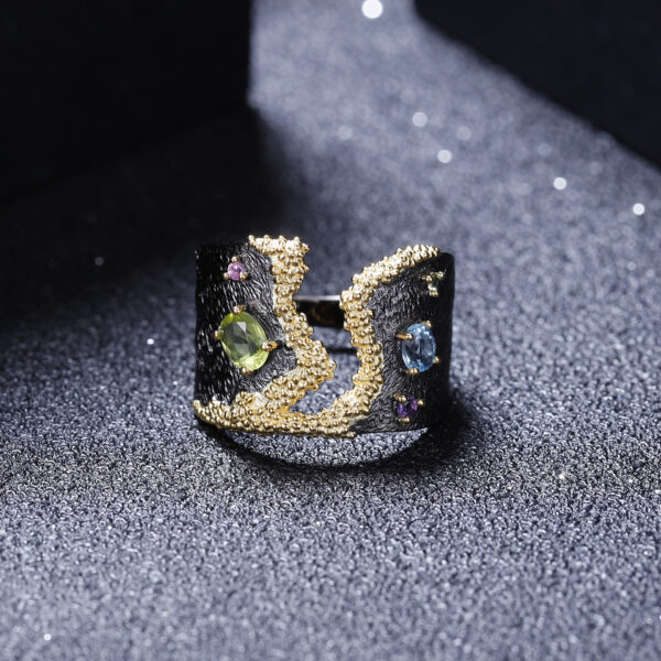 Gem Ring Vintage Court Style High-grade 925 Silver - Image 2