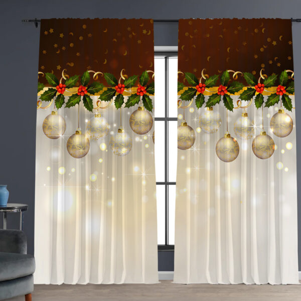 2PCs Christmas Curtain 3D Digital Printing Flower Type - Image 6